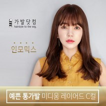 레이어드컷 통가발 인모 믹스 여자 가발 여성 탈모 항암 가발, 내츄럴블랙, 1개