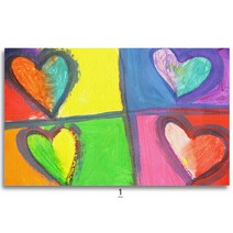 레드블랙 인테리어 소품 Jim Dine 짐 다인 하트 캔버스 액자 8종, 1