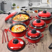 ELO 빨강법랑냄비 모음 14cm~28cm 편수 곰솥 전골, 레드, 03.ELO법랑 냄비(L) 18cm