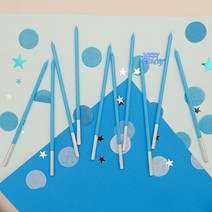 THEJIHYUNSHOP 케이크초 생일초 긴생일초 예쁜생일초 베이비핑크 10개입, 블루그린