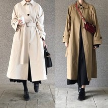 여성 트렌치코트 벨티드 고급 가을정장자켓 롱코트 여자 바바리코트(앙스블랑) BB029