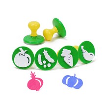 라인스탬프 야채모양 6종 세트 / 키즈맘아트 스탬프 유아 물감 미술 그림 촉감 오감 발달 놀이 모양 도장 찍기 동물 자동차 공룡 어린이집 롤러 스탬프 집콕 엄마표미술 홈스쿨 선물