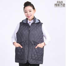 레뷰가운 MV02 누빔조끼 앞치마 솜 겨울 방한 패딩 모자 기모 퀄팅, MV02 다크그레이M, 1개