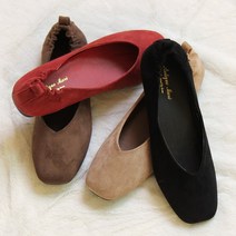 슈코코 a159 말랑 편안한 스퀘어 사각코 스웨이드 밴딩 플랫슈즈