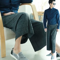 MAX 셀린느 남성 와이드플리츠팬츠 면바지 밴딩바지 슬랙스 일본스타일 생활한복(개량한복)
