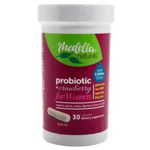 Medella 프로바이오틱 포 우먼 6 빌리언 CFU 크랜베리 캡슐 글루텐 프리 무설탕, 30개입, 1개