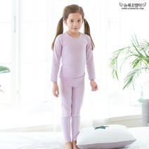 뉴욕꼬맹이 발열 기모내의 실내복세트(에어로웜) 퍼플