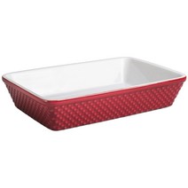 비아 렉탱귤러 베이커 홉네일 텍스처 오븐접시, Red + White, 1개