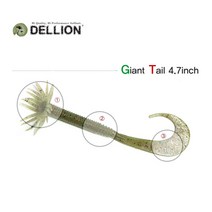 어원낚시 소프트베이트 DELLION 4.7인치 웜 배스낚시 루어, 010