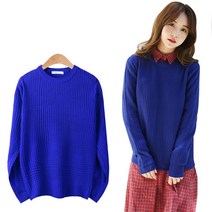 핑예 오버핏 와플 라운드니트