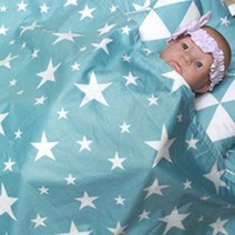 (핸드메이드) 뽀송뽀송 유아사계절이불 아기블랭킷 북유럽 블루스타, 안감:이중거즈면 & 타입:일반블랭킷형