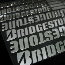 브릿지스톤 금속 타이어 로고 스티커 BIDGESTONE, A사이즈 실버