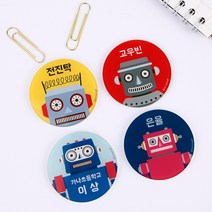 디자인아지트 주문제작 캐릭터명찰 원형 로봇A, 레이, 1개
