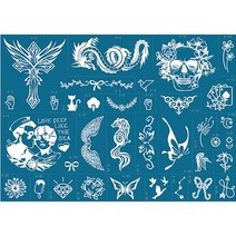 헤나타투 A4 반영구스텐실재료 잉크포함, 문양4, 1개