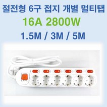 동양전자산업 동양 개별6구 스위치부착 멀티탭 전기콘센트 멀티텝 조명 가전, 1개, 5m
