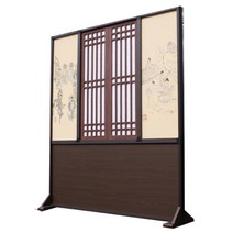 {생활의 지혜] 060-626 폭 127 x 높이 150 cm 월넛색 양면 동일 디자인 찢김 방지 한지 사용 업소용 인테리어 파티션 생산 공장 비 규격 생산 가능