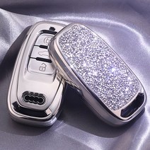 오토데코 아우디(AUDI)키케이스 키홀더 키커버 악세사리, 아우디 블링스톤 키케이스:실버(키링포함안됨)