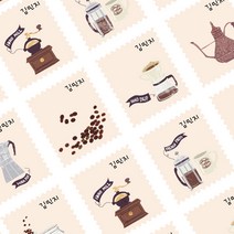 디자인아지트 수제우표스티커 네임스티커, 카페, 16개