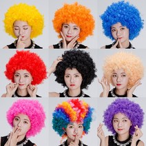 (점보가발)뽀글이 파마 점보 코믹 아프로 파티가발, 레드