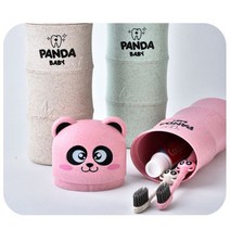 라라키즈 팬더 칫솔 케이스 칫솔통, 핑크+3분흡착모래시계, 1개