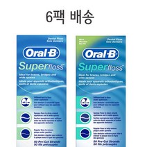 오랄비 슈퍼플로스 50개x 6팩 교정치실 치아관리Mint, Mint