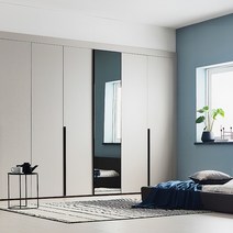 한샘 피카 거울 붙박이장 그레이 선반형, 사이즈:N형:370~380(12.5자)(N)