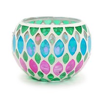 비라이프 빈티지 글라스 캔들홀더 티라이트 홀더 인테리어 소품, 03엠보싱글라스/스카이