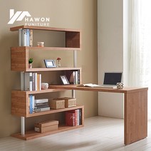 하원가구 라울 멀티 5단 책장 ㄱ자 1600상판 세트, 엘다