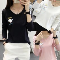 베러댓걸 2155 - 아기구름 브이넥 긴팔티 긴팔 티셔츠