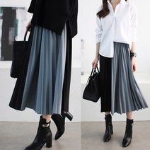 하늘바라기 여성용 반반 플리츠 롱 스커트