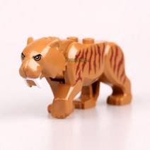 맹수 쿠거 퓨마 백호 눈표범 흑표 호랑이 미니피규어 - 레고호환 제품 레고호환블록, 검치 호랑이 스밀로돈