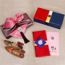 윤씨방 꽃 현금 예단함 풀세트 5종, 예단함_빨강남색x예단용_기본틀인쇄