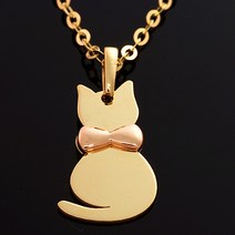 14K GOLD [미아방지목걸이] 고양이핑크리본_BP807, 단품