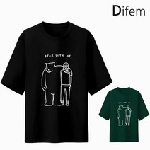 디프엠 5부오버핏반팔 베어위드미 M~5XL 빅사이즈 남녀공용 반팔티셔츠 반팔 티셔츠