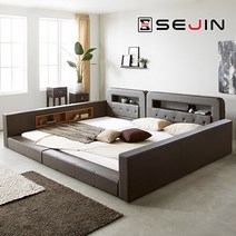 세진침대 코코 LED 수납 가드형 패밀리침대, 8-3.코코 가드형 패밀리침대+솔리드독립_초코브라운