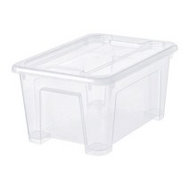 이케아 SAMLA 수납함+뚜껑 투명 28X20X14CM 5리터 S39885749, 1개