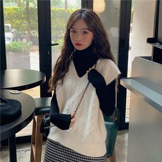 여성 브이넥 니트조끼S13