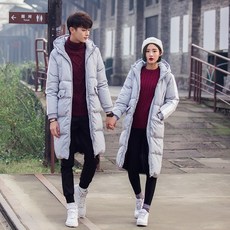커플롱패딩 겨울옷 패딩 커플 슬림핏 남성옷 보통길이 오버니삭스 후드 다운패딩 남성코트
