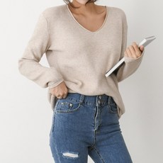 데일리즈샵 가을 여성 브이넥 니트티