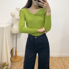 케실리 슬림 골지 브이넥 니트 (10colors)