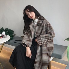 여자 보웬 체크 크롭자켓 롱코트 J0206
