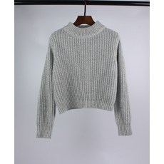 여자 데일리 모던 심플 크롭 라운드넥 니트