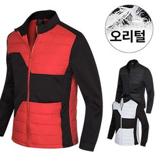 덕 다운 배색 집업 경량패딩 자켓
