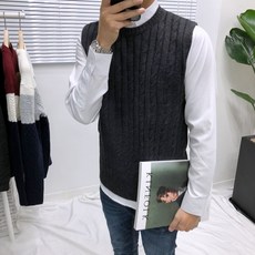 애드매이브 꽈배기 라운드 니트조끼12color