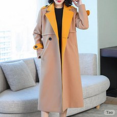 여자 따뜻한 코트 캐시미어 코트 패션 가을 겨울 모직 코트 여중 롱 박시