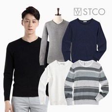 STCO 브이넥/크루넥/라운드넥 니트 택1