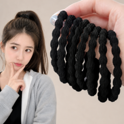 블랙포니 무매듭 짱짱한 고탄력 땅콩 여성 머리고무줄 머리끈 20P