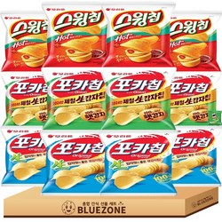 [블루존] 감자소형스낵 세트 포카칩 오리지널4 어니언4 스윙칩 볶음고추장4, 12개, 30g