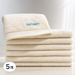 SNOWET 국내생산 무표백타월 200g 40수 코마사 호텔수건, 5개, 오프화이트