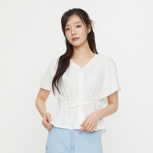플라스틱아일랜드 날개 소매 스트링 블라우스